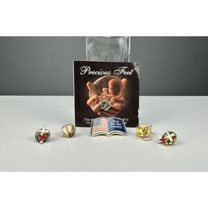 80s LOT (6) Lapel Pins Precious Feet Pro-Life Cross Pray Country Christian Jesus